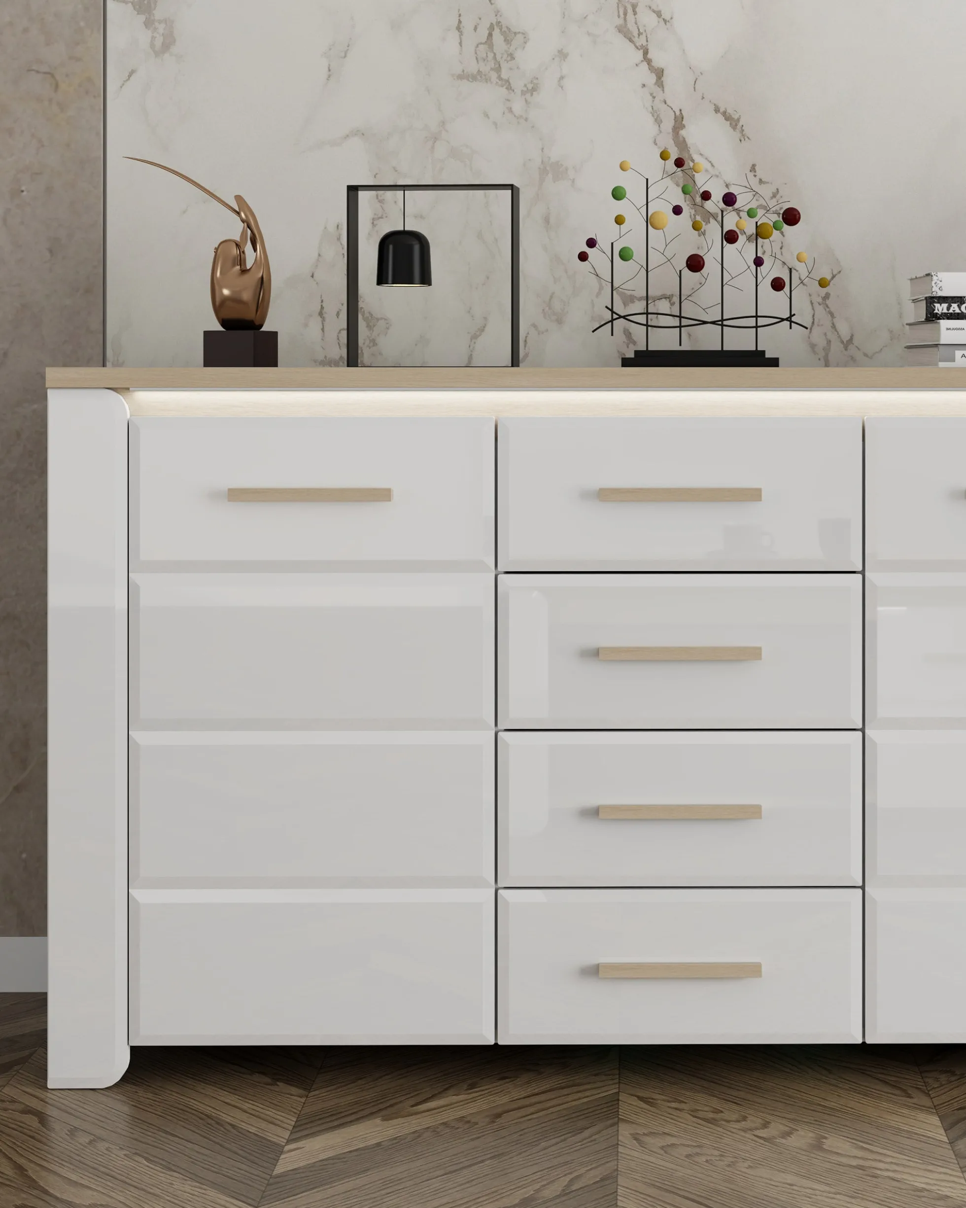 Aparador ABERDEEN com 2 portas e 4 gavetas