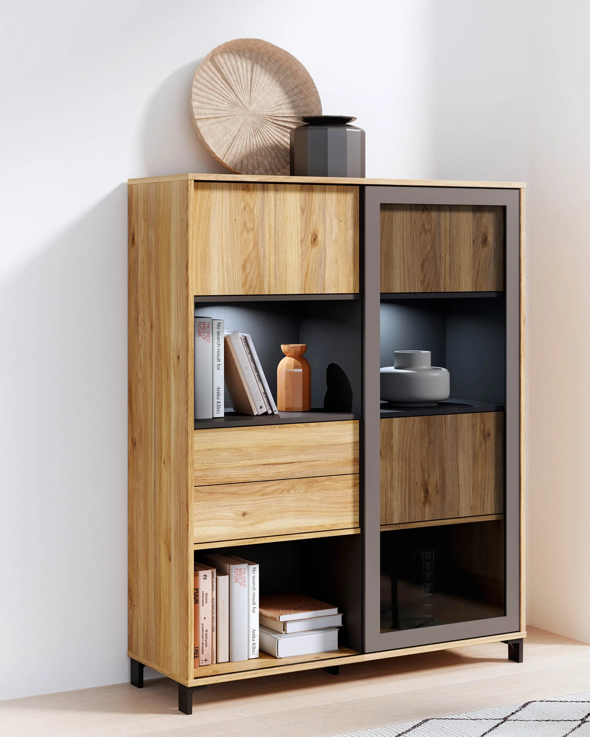Aparador alto NERO com 4 portas e 2 gavetas