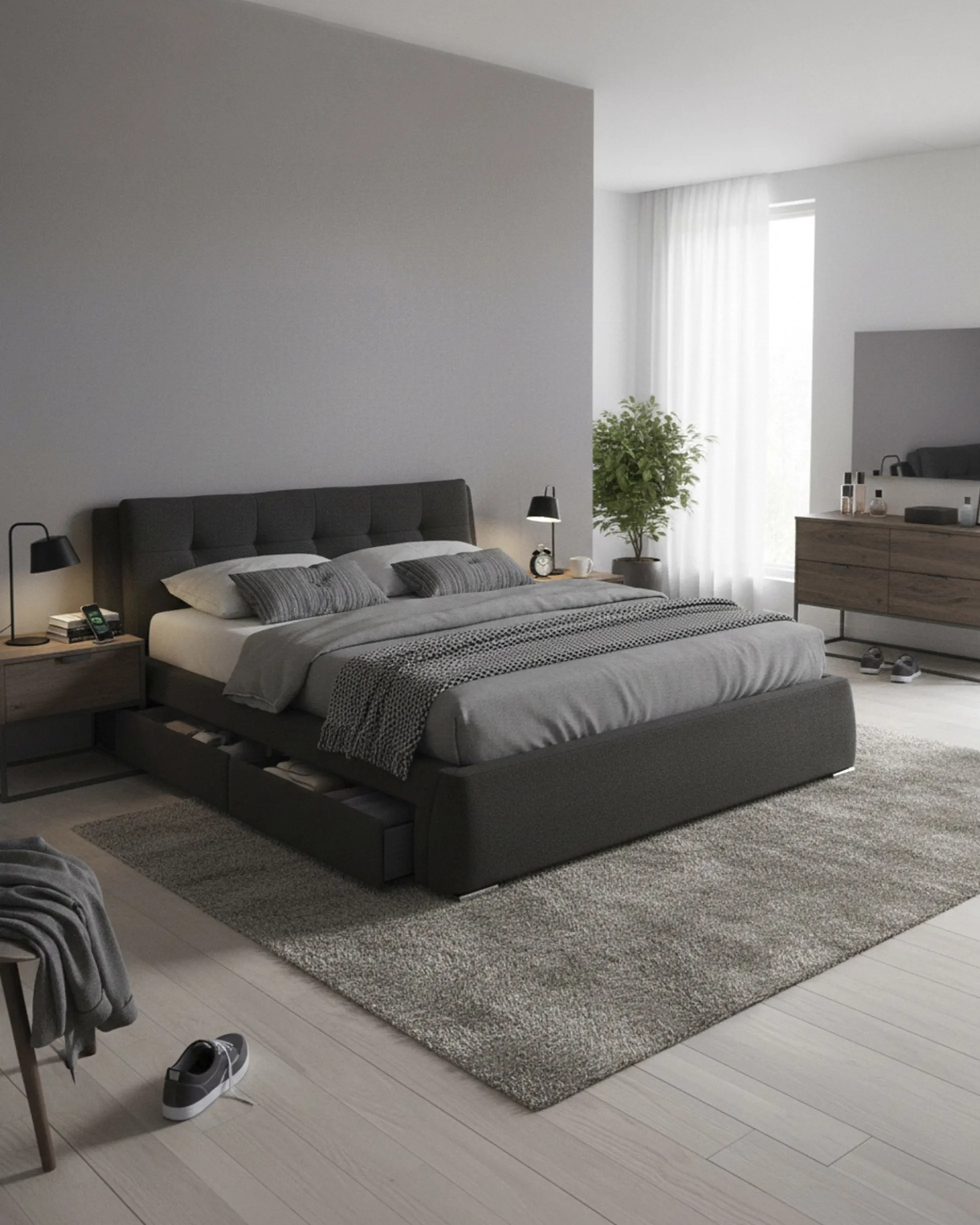 Cama de casal ANTÓNIO com 4 gavetas