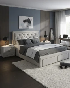 Cama de casal BIA com 4 gavetas
