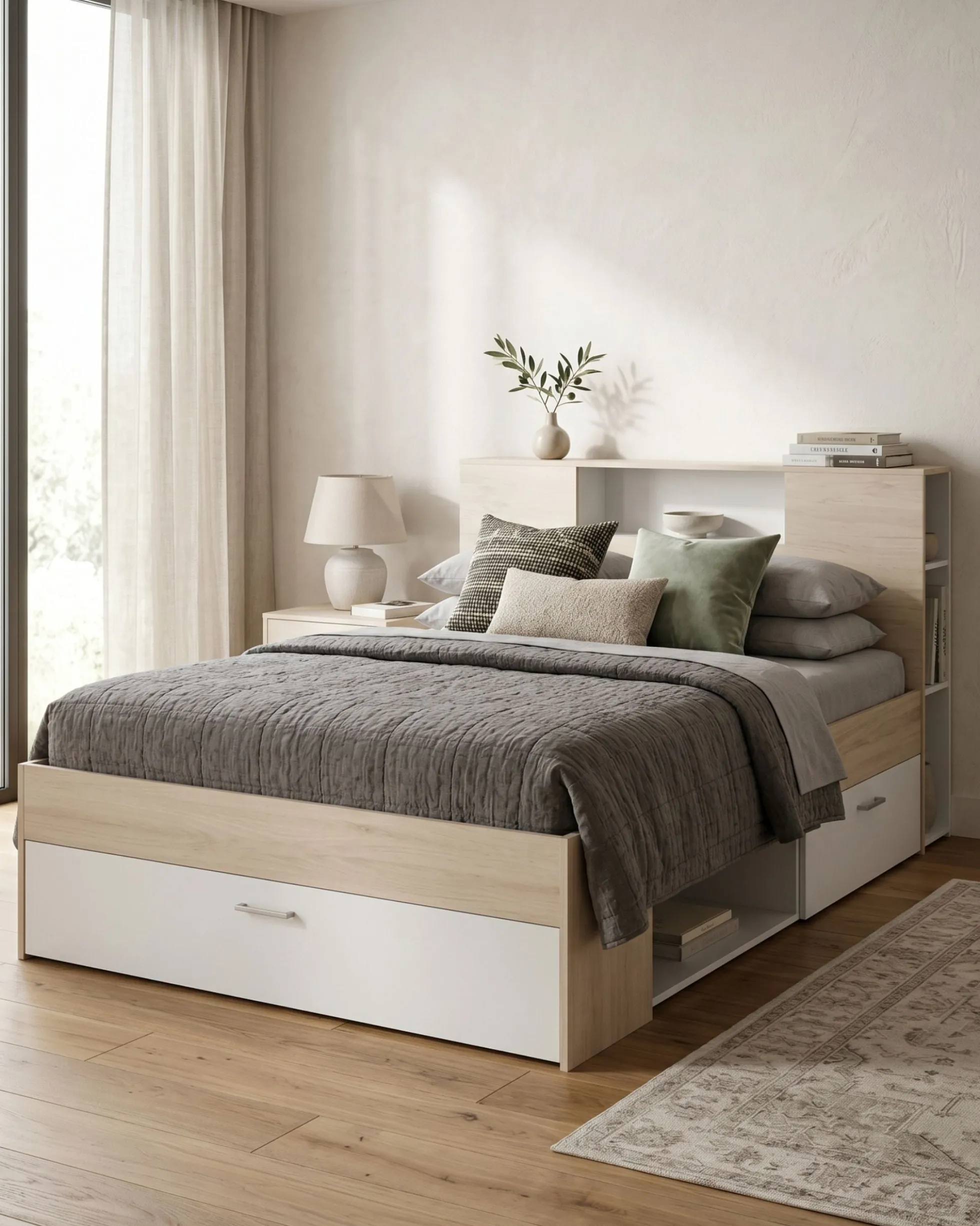 Cama de casal COLOMBO com gavetas
