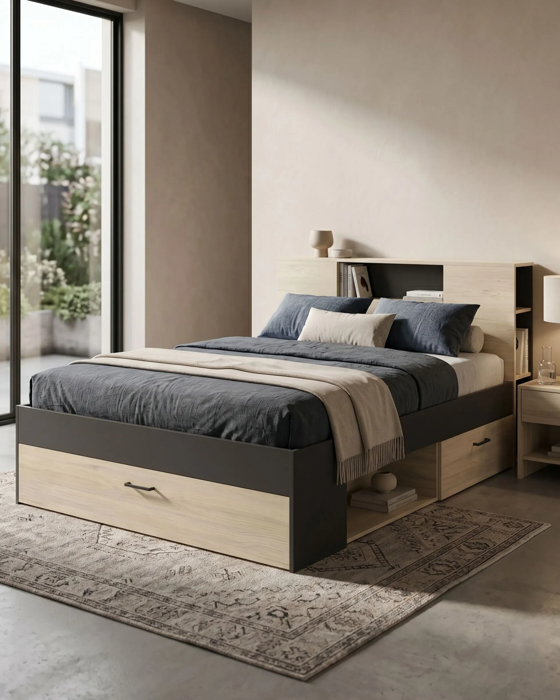 Cama de casal COLOMBO com gavetas