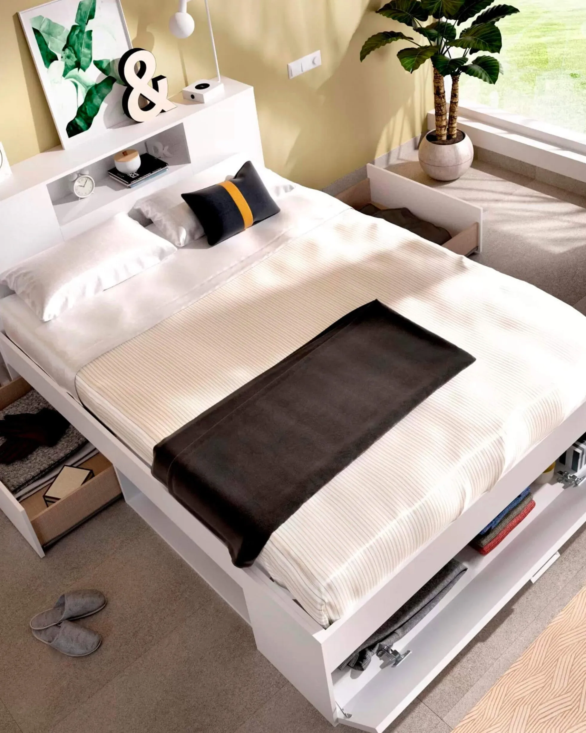 Cama de casal COLOMBO com gavetas
