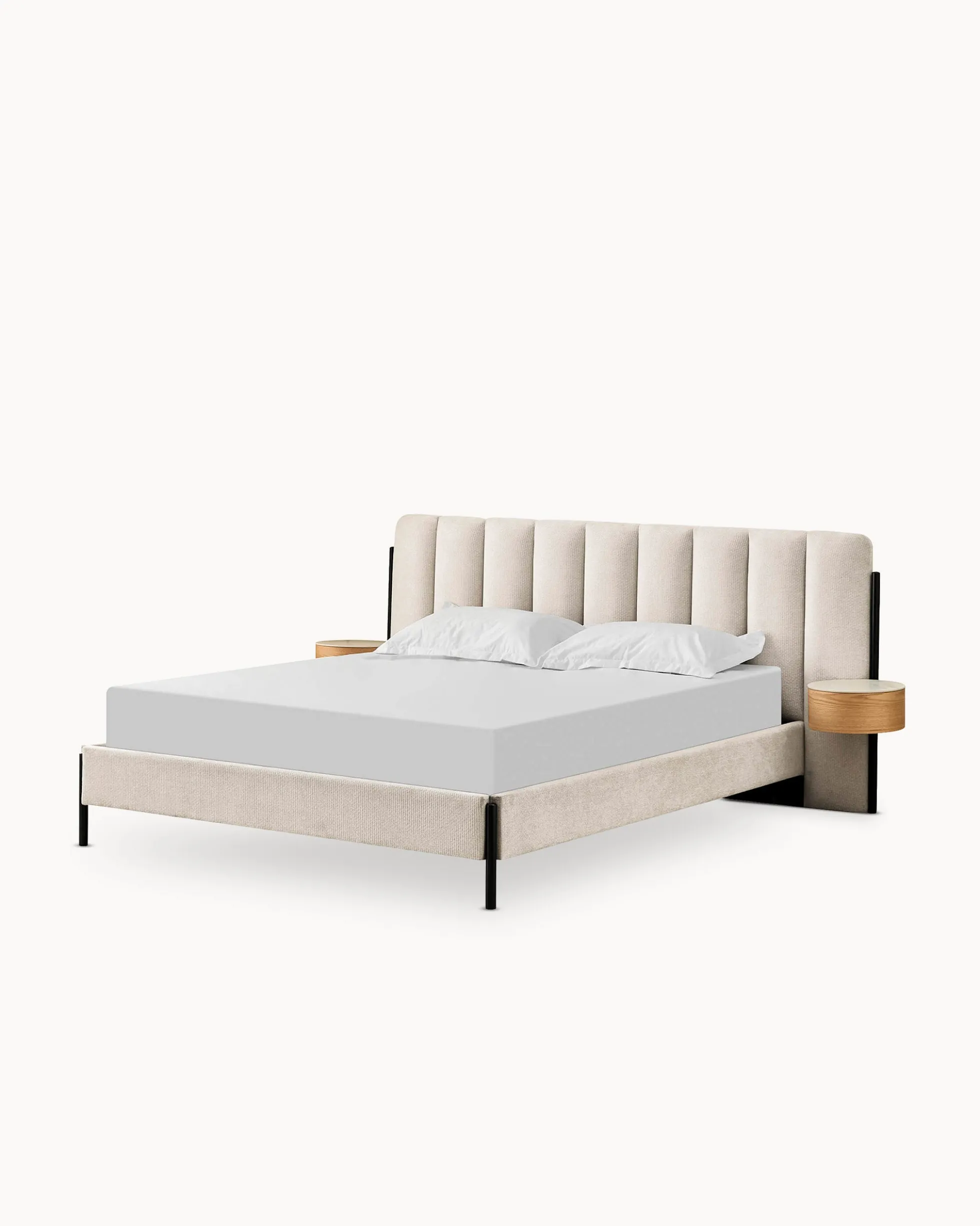 Cama de casal QUEENIE com 2 mesas de cabeceira