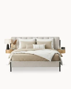 Cama de casal QUEENIE com 2 mesas de cabeceira
