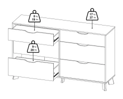 Cómoda ATALAIA com 6 gavetas