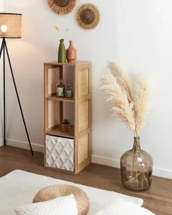 Estante BALI em rattan e com 3 cubos