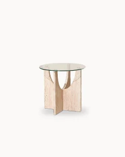 Mesa de apoio redonda PIETRA em vidro