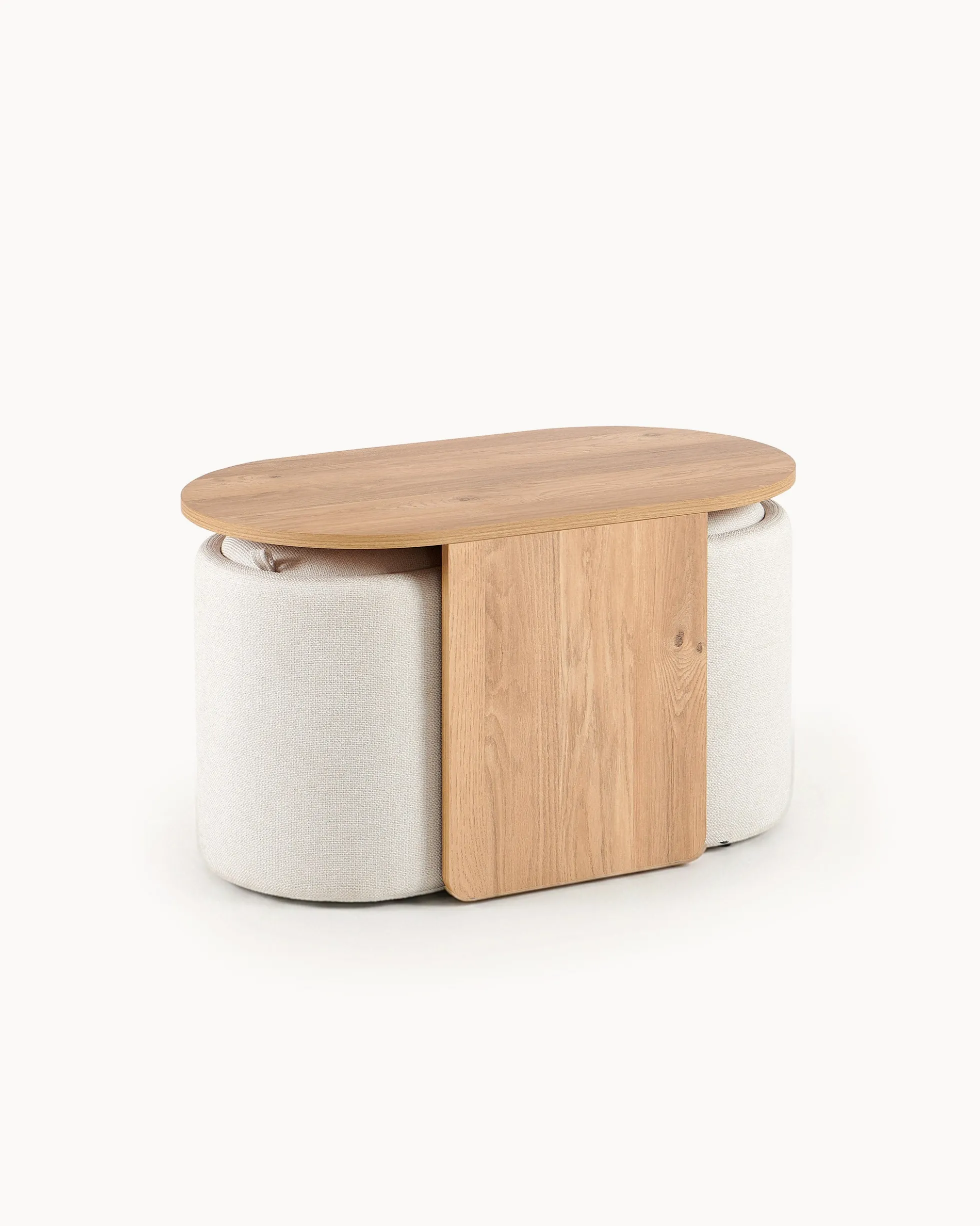 Mesa de centro WELLS com 2 puffs com arrumação