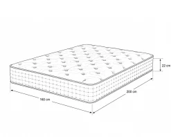 Pack cama de casal BETTY II + Colchão HOMYSLEEP PALACIO COOLER