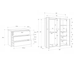 Pack quarto de casal PESARO com LED