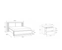 Pack quarto de casal PESARO com LED