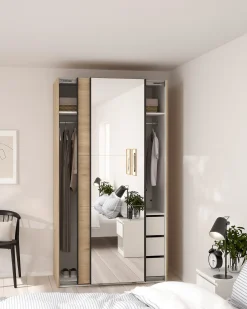 Roupeiro COMO com 2 portas, espelho e cómoda integrada