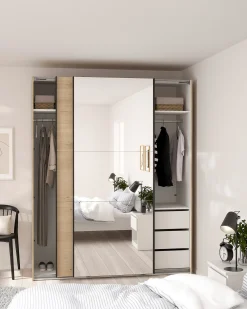 Roupeiro COMO com 2 portas, espelho e cómoda integrada