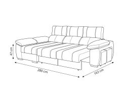 Sofá chaise Longue ANDOR com cama,baús e puffs