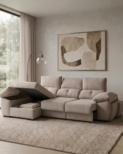Sofá chaise Longue ANDOR com cama,baús e puffs
