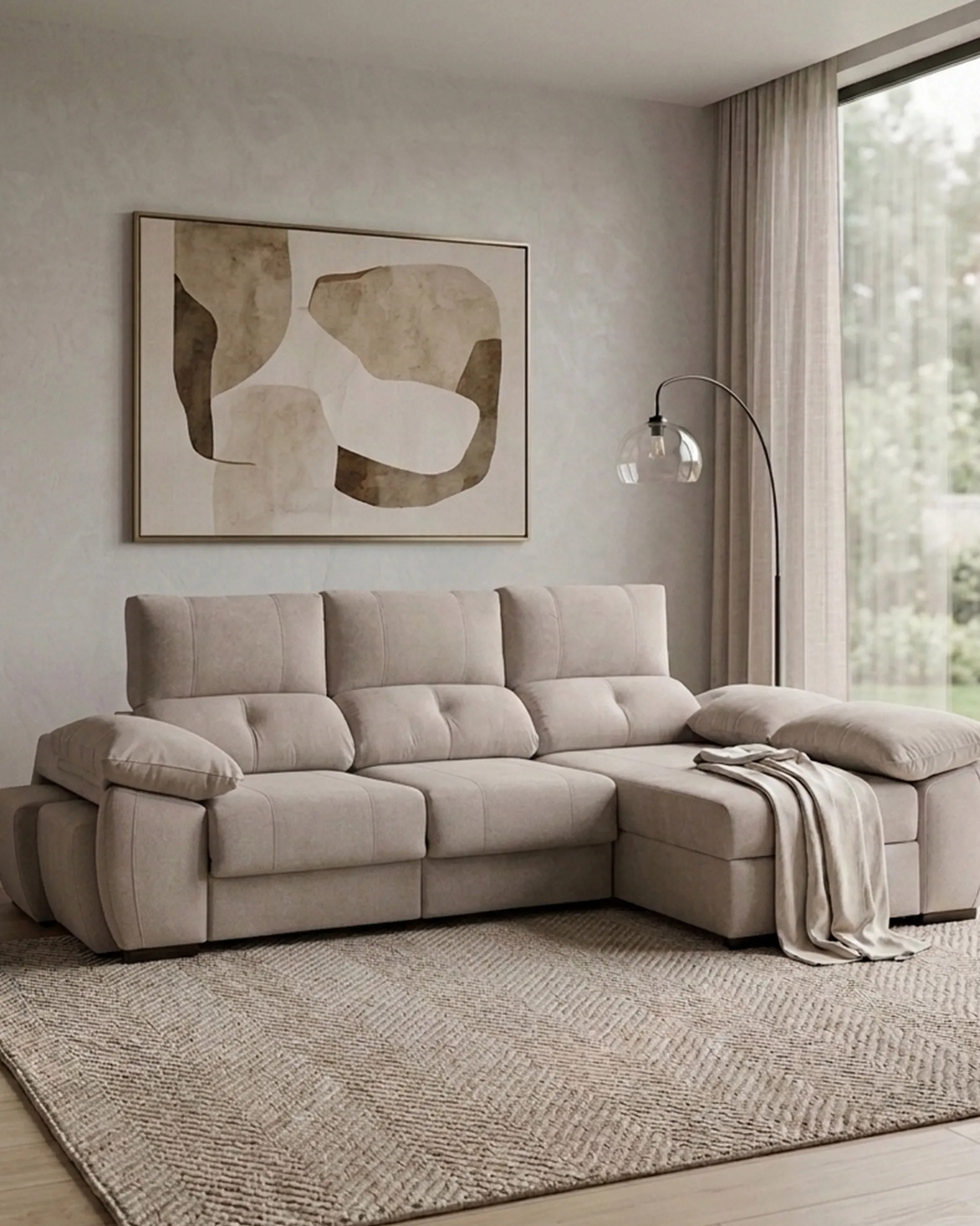 Sofá chaise Longue ANDOR com cama,baús e puffs
