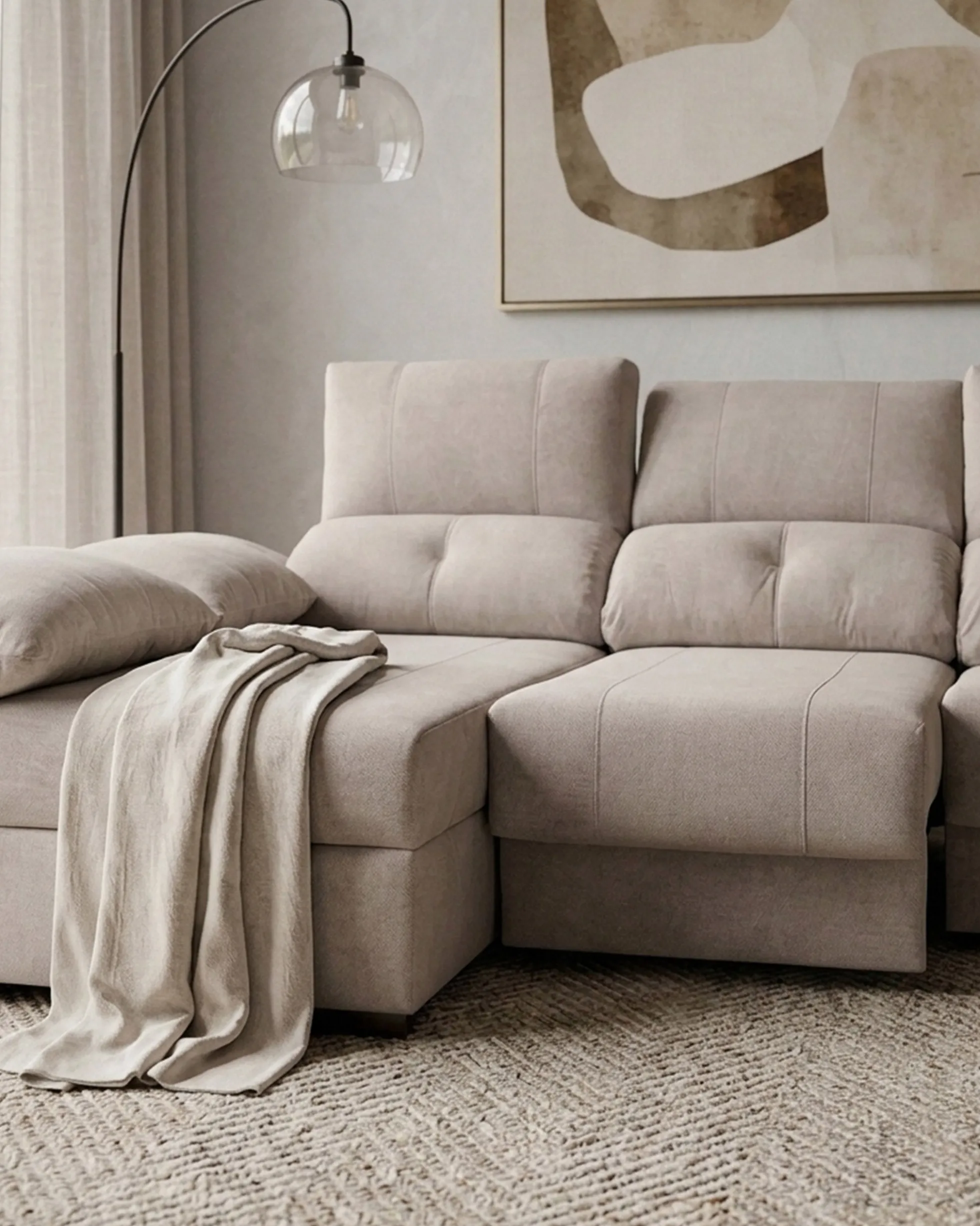 Sofá chaise Longue ANDOR com cama,baús e puffs
