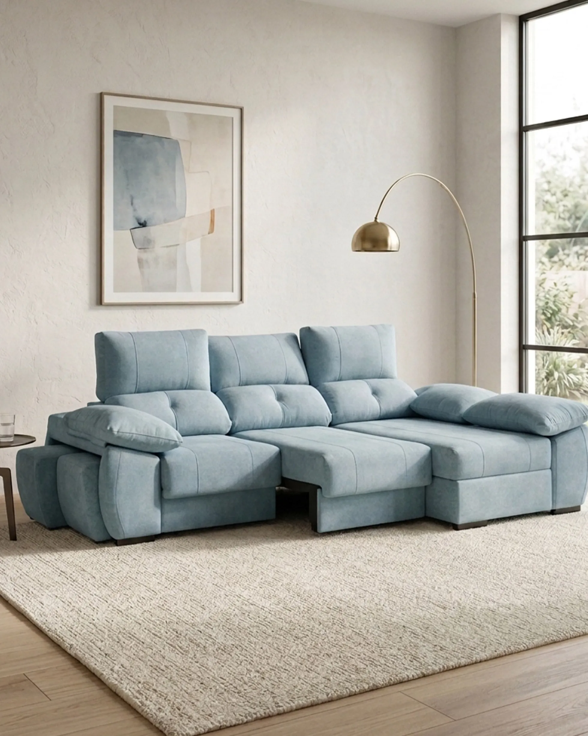 Sofá chaise Longue ANDOR com cama,baús e puffs
