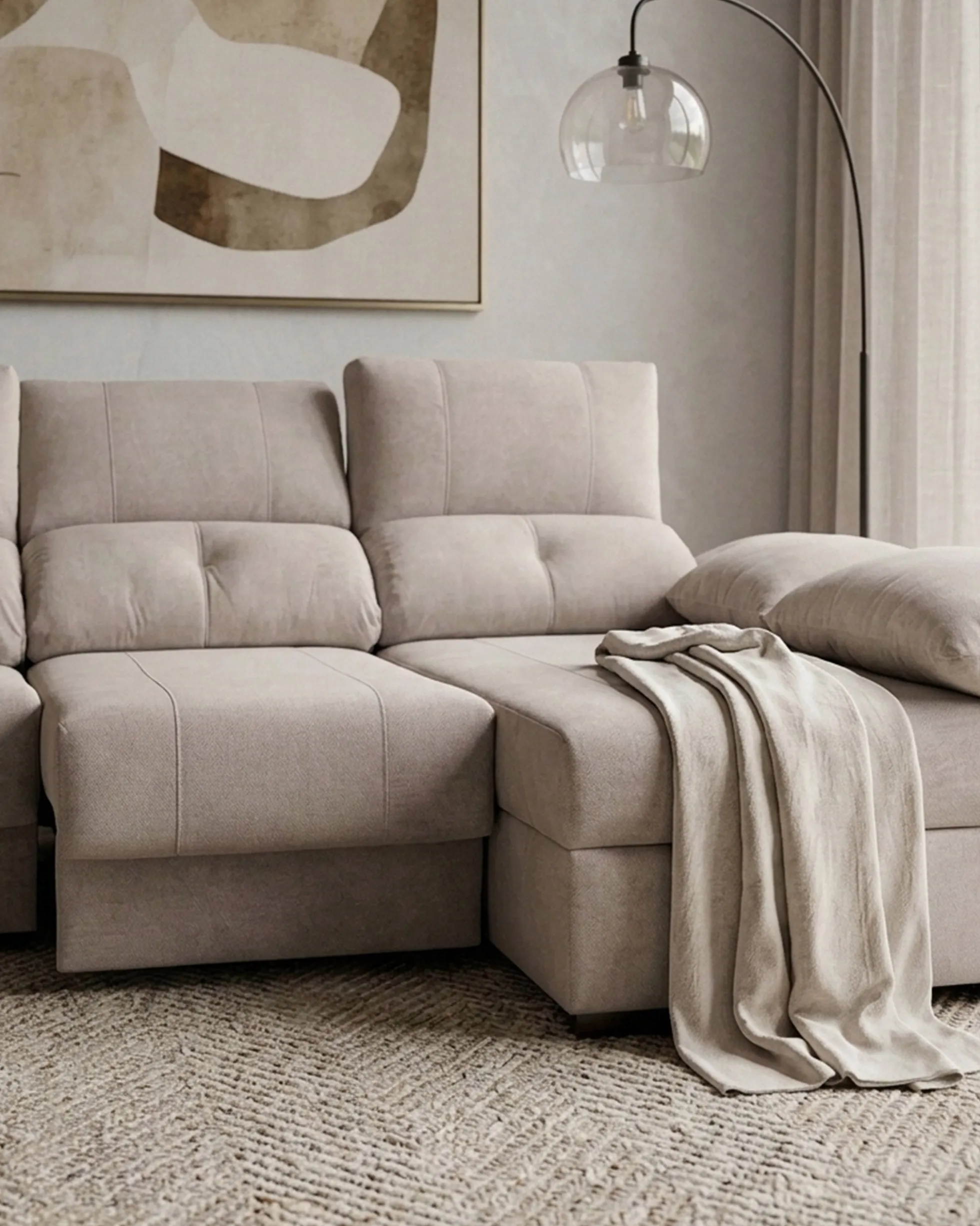 Sofá chaise Longue ANDOR com cama,baús e puffs