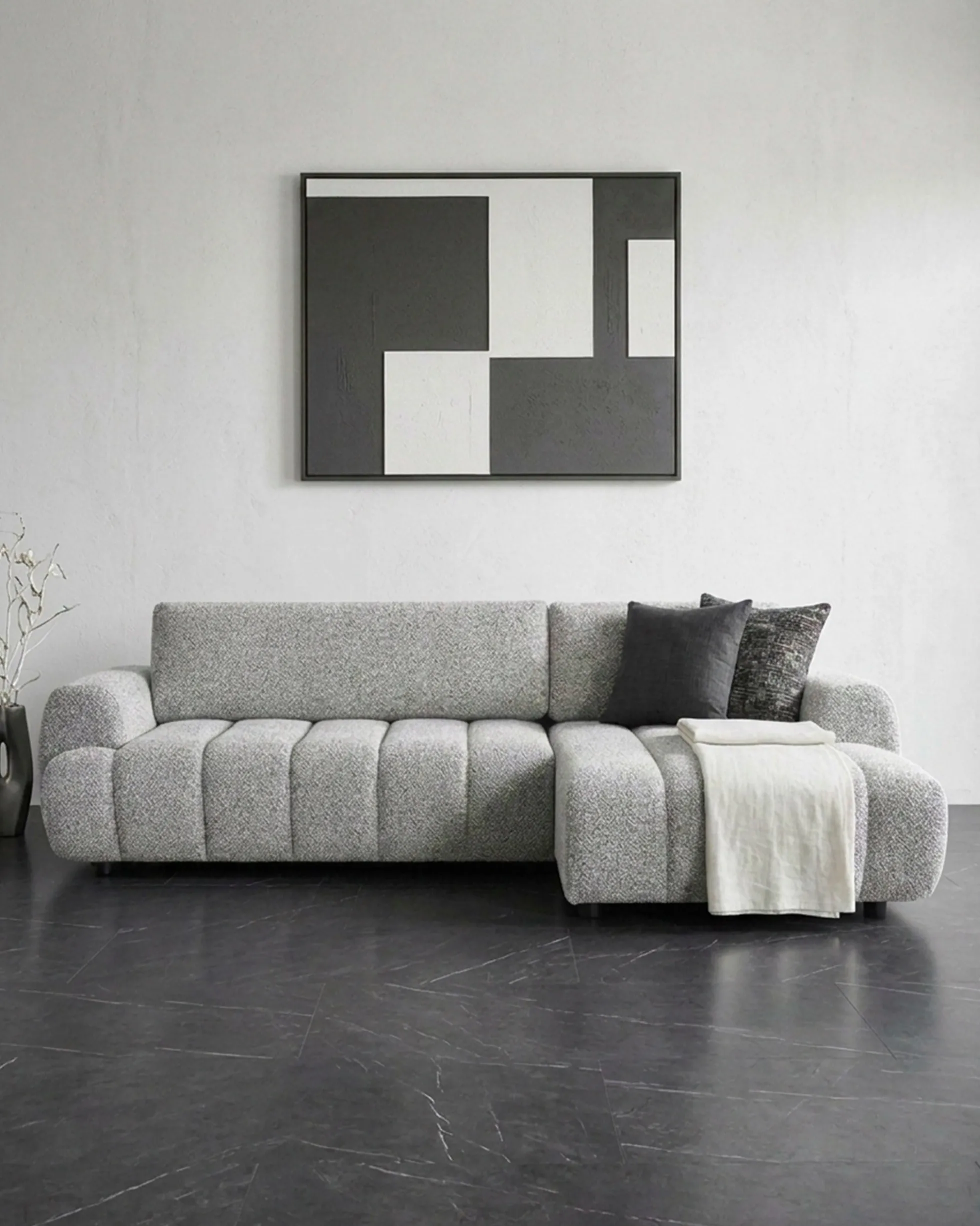 Sofá chaise longue IMPRESSION com cama e baú