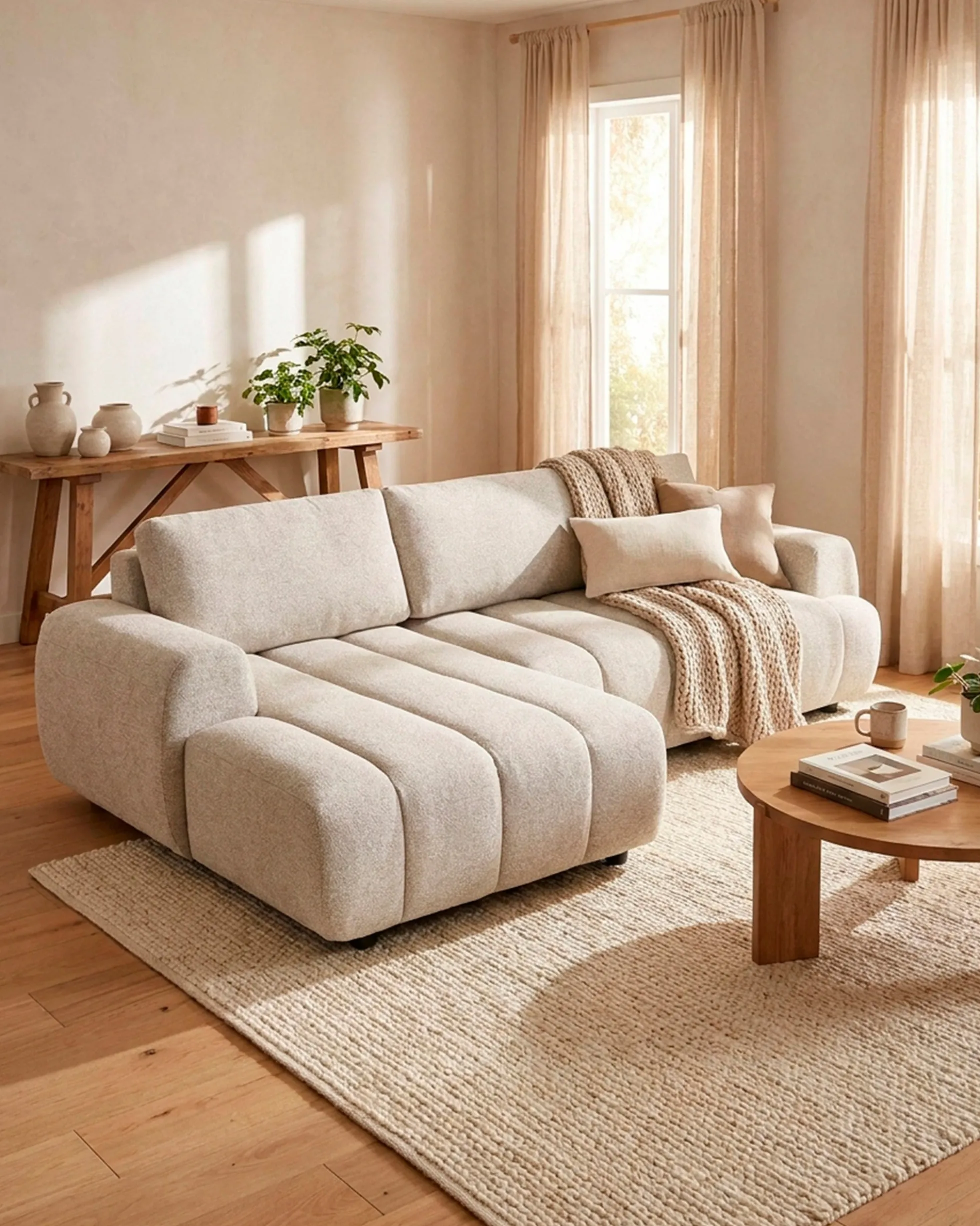 Sofá chaise longue IMPRESSION com cama e baú