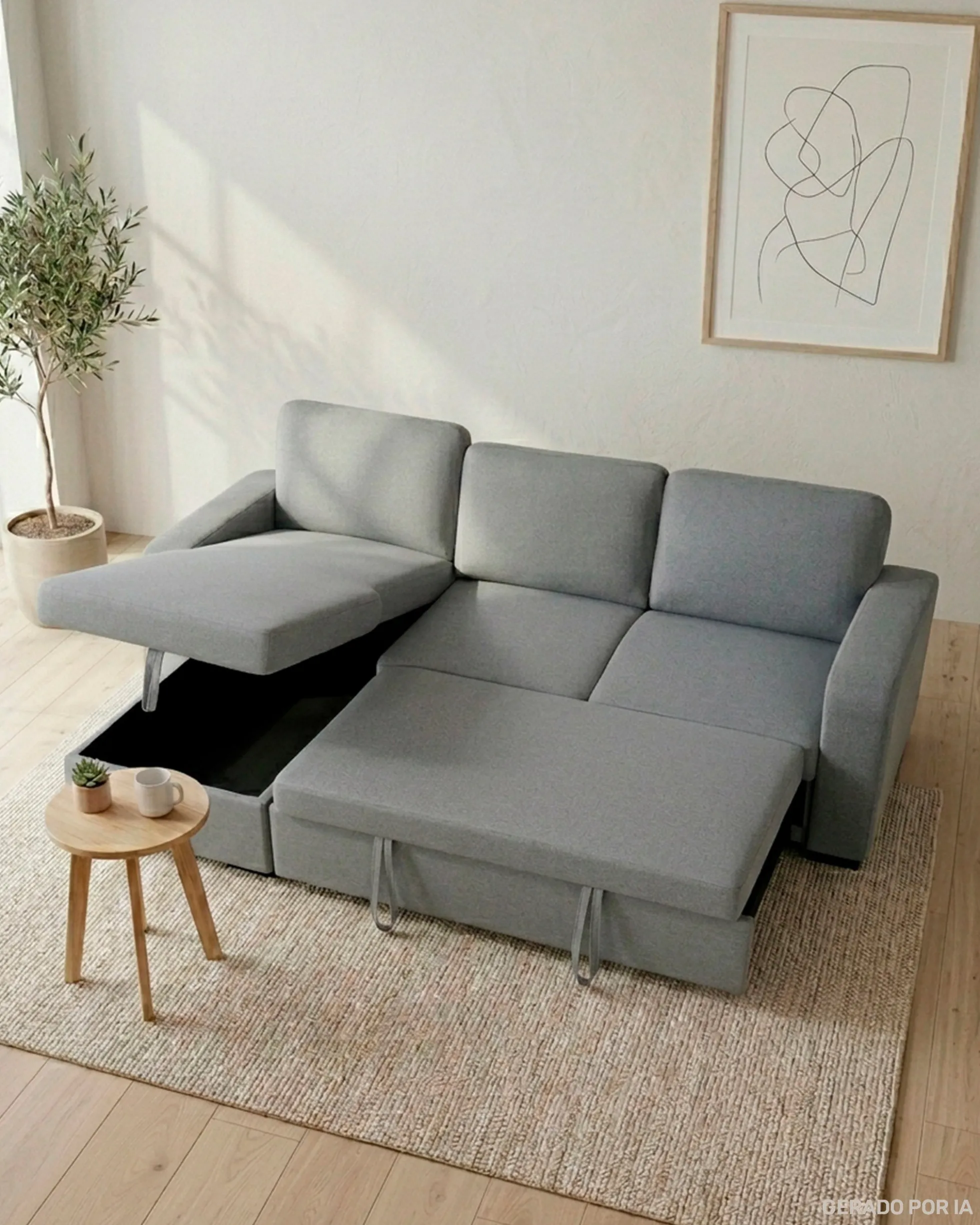 Sofá chaise longue MANHATTAN com cama e baú