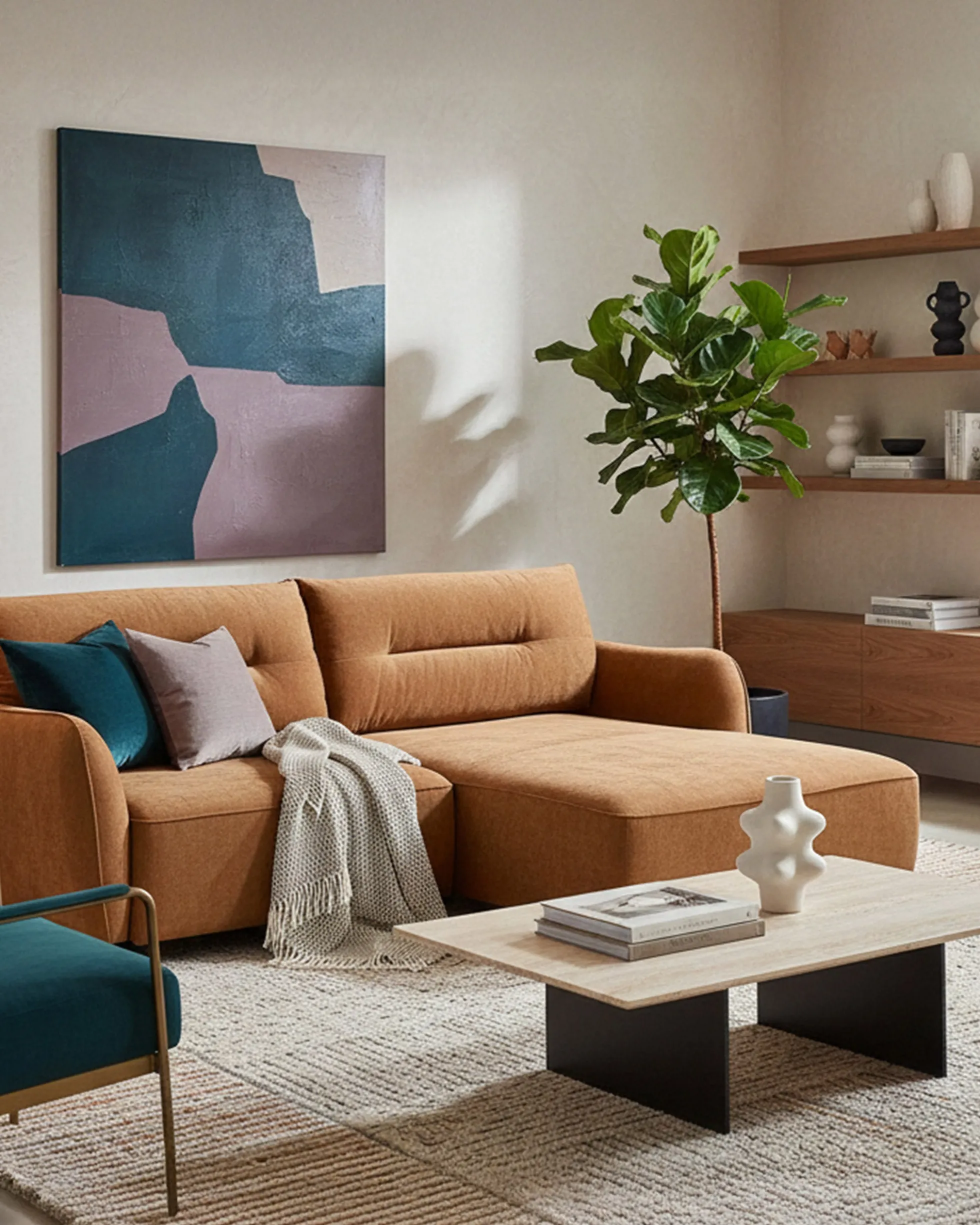 Sofá chaise longue MELORIE com cama e baú