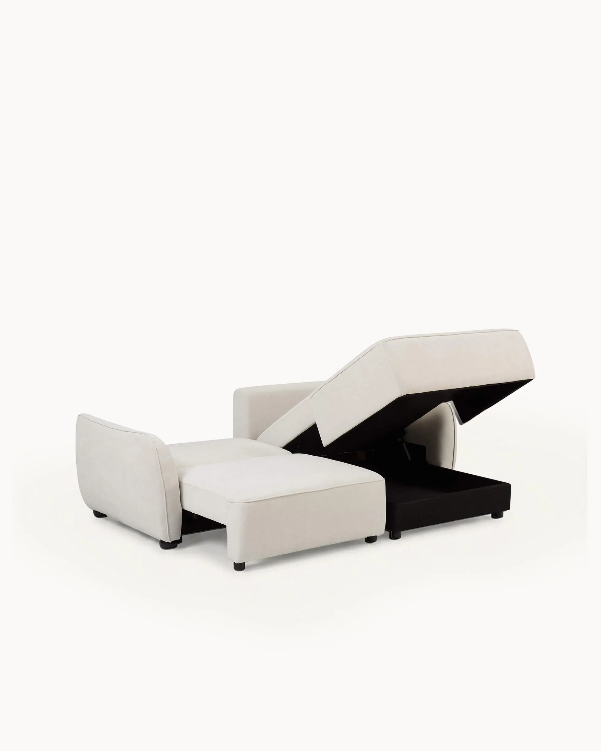 Sofá chaise longue MELORIE com cama e baú