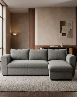 Sofá chaise longue reversível ASTY com cama e baú