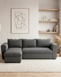Sofá chaise longue reversível ASTY com cama e baú