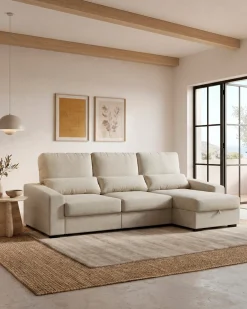 Sofá chaise longue reversível ALABAMA com cama e baú