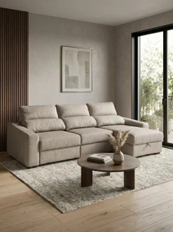 Sofá chaise longue reversível ALABAMA com cama e baú