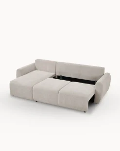 Sofá chaise longue reversível COTTA com cama e baú