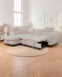 Sofá de canto EMPIRE com cama e báu