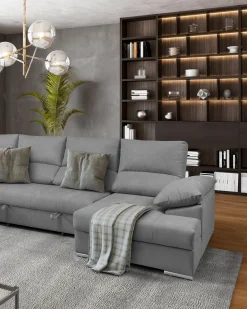 Sofá de canto PARMA com chaise longue e cama