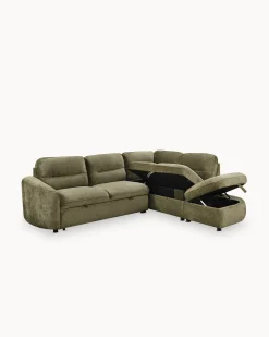 Sofá de canto VIANA com cama e baú