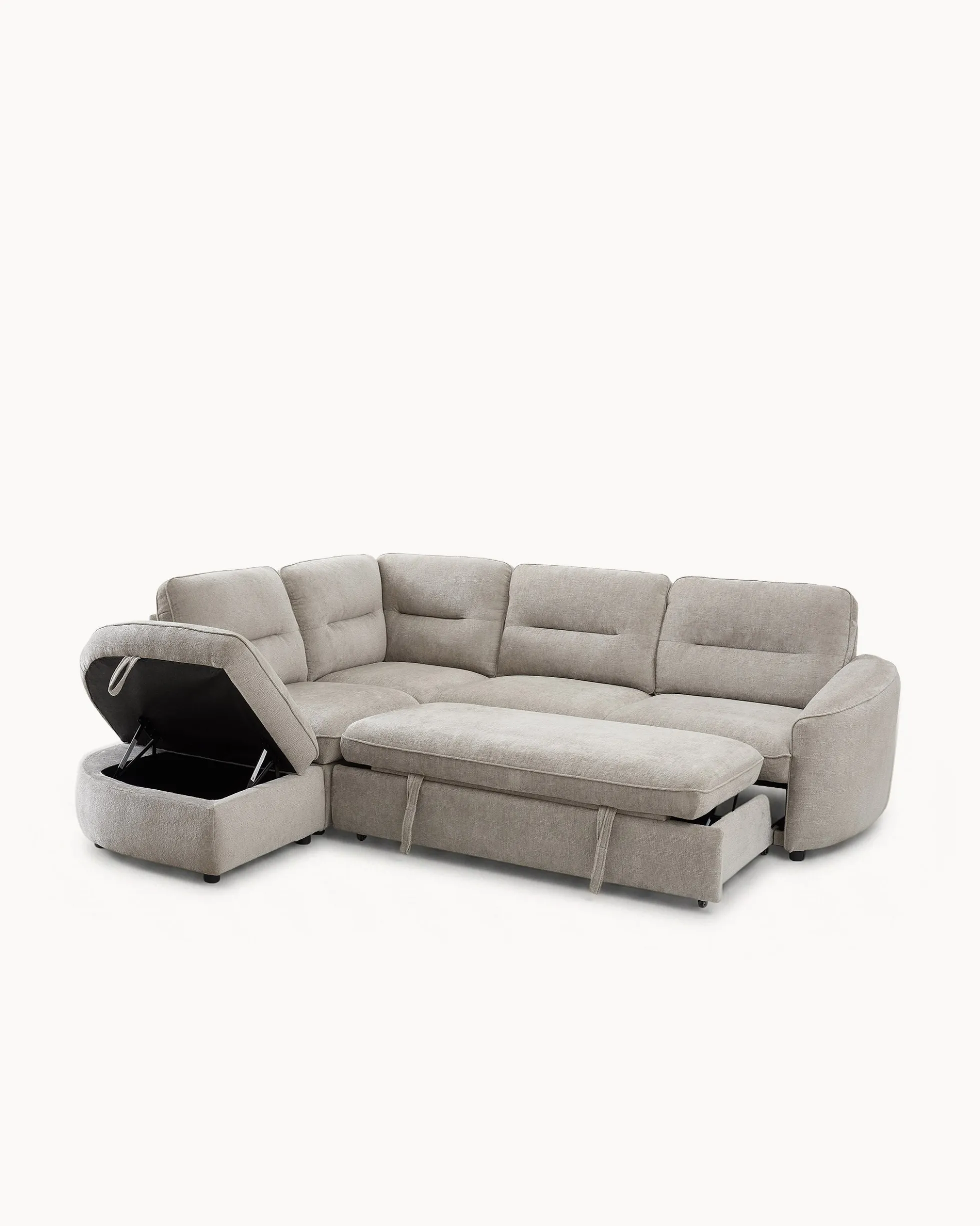 Sofá de canto VIANA com cama e baú