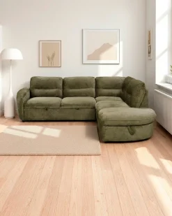 Sofá de canto VIANA com cama e baú