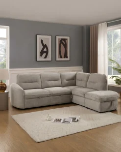 Sofá de canto VIANA com cama e baú