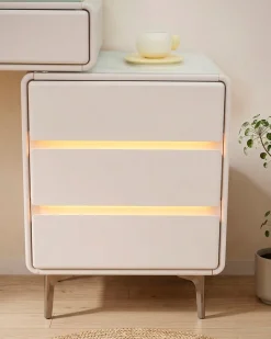 Toucador KUMO com espelho com iluminação LED e puff
