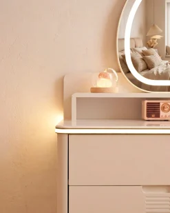 Toucador NAMI com espelho com iluminação LED e puff