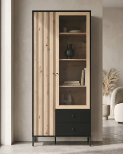 Vitrine CORREZE com 2 portas e 2 gavetas