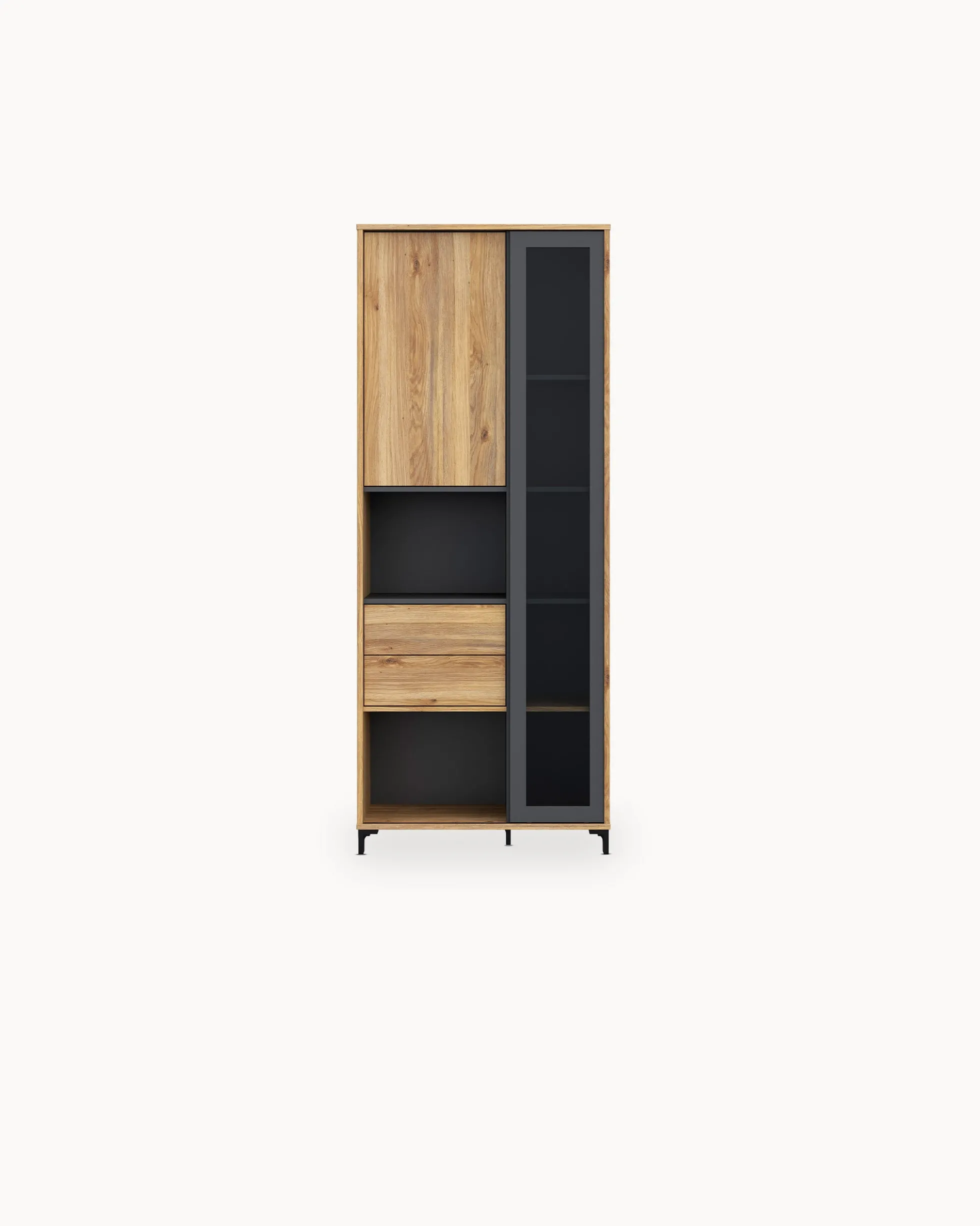 Vitrine NERO com 2 portas e 2 gavetas