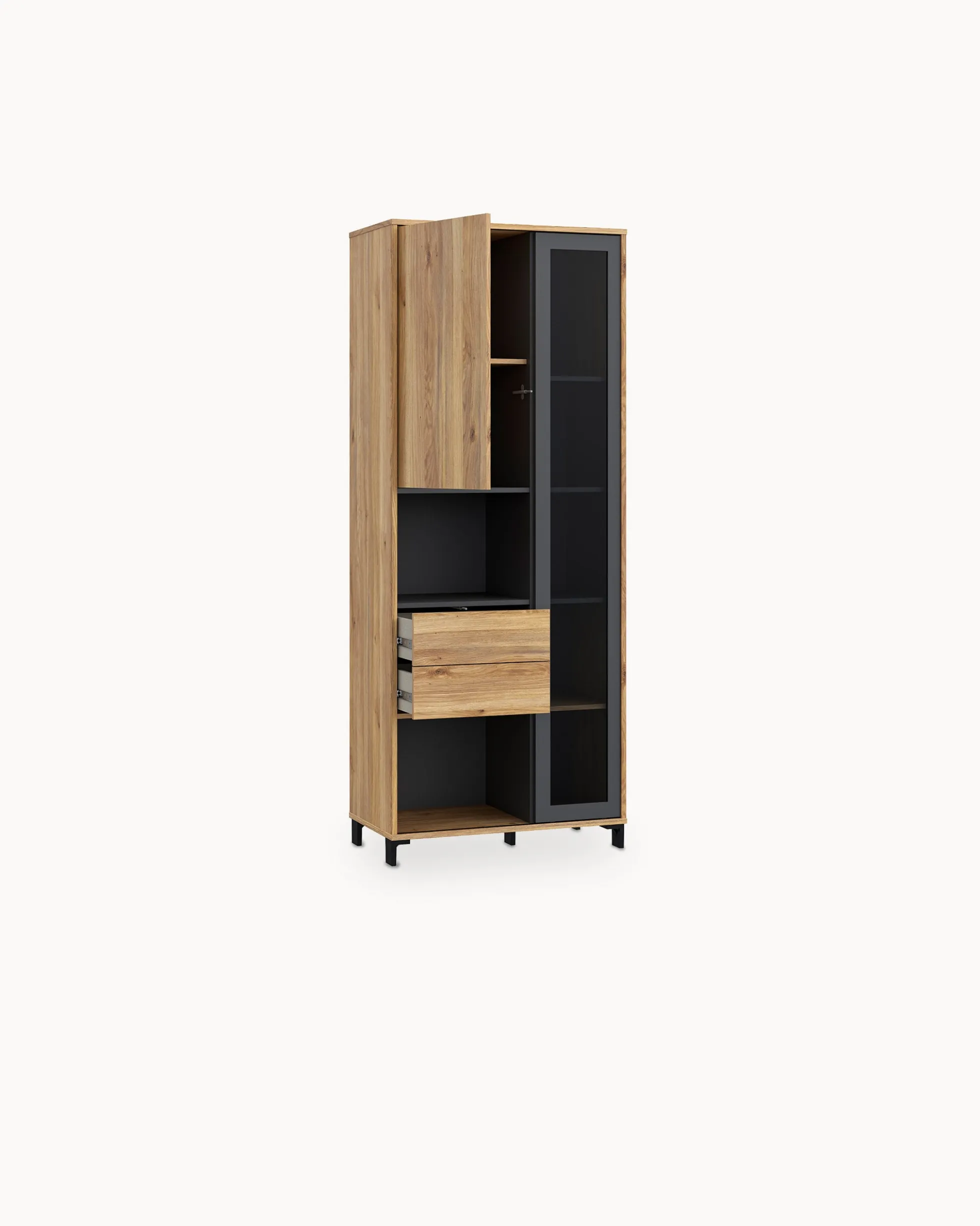 Vitrine NERO com 2 portas e 2 gavetas